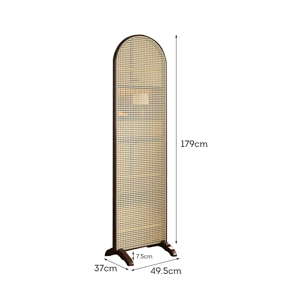 LIVARA Single Panel Freestanding Woven Rattan Bamboo Room Divider with Footed Base