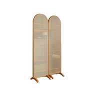 LIVARA 2-Panel Woven Rattan Bamboo Room Divider with Footed Base
