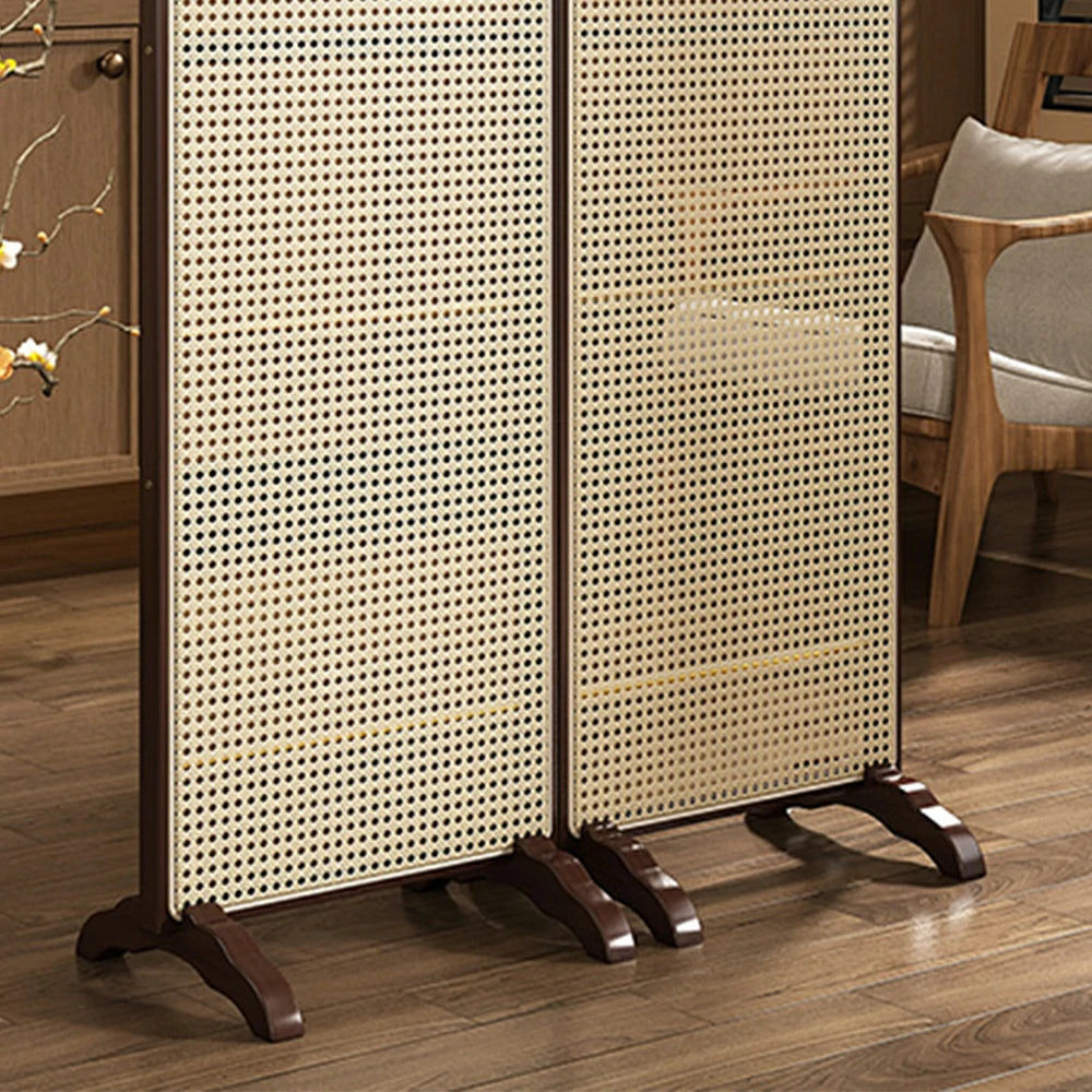 LIVARA 2-Panel Woven Rattan Bamboo Room Divider with Footed Base
