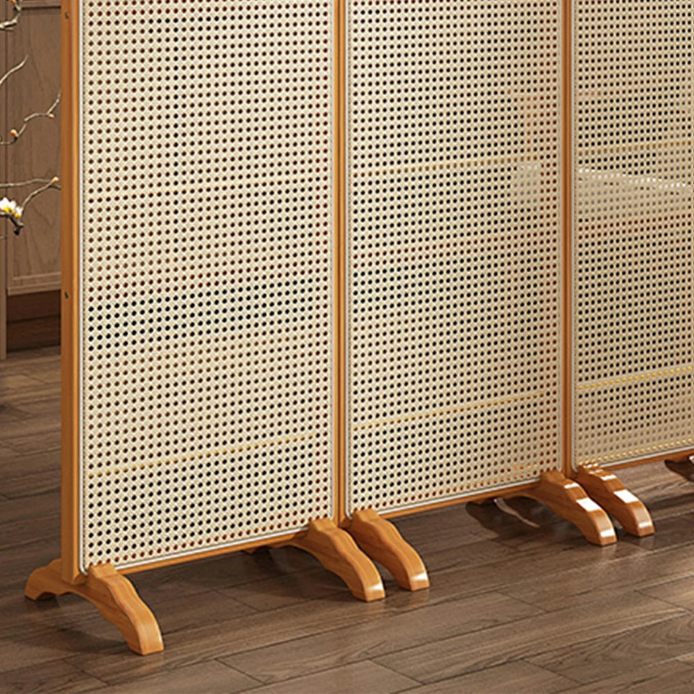 LIVARA 3-Panel Woven Rattan Bamboo Room Divider with Footed Base