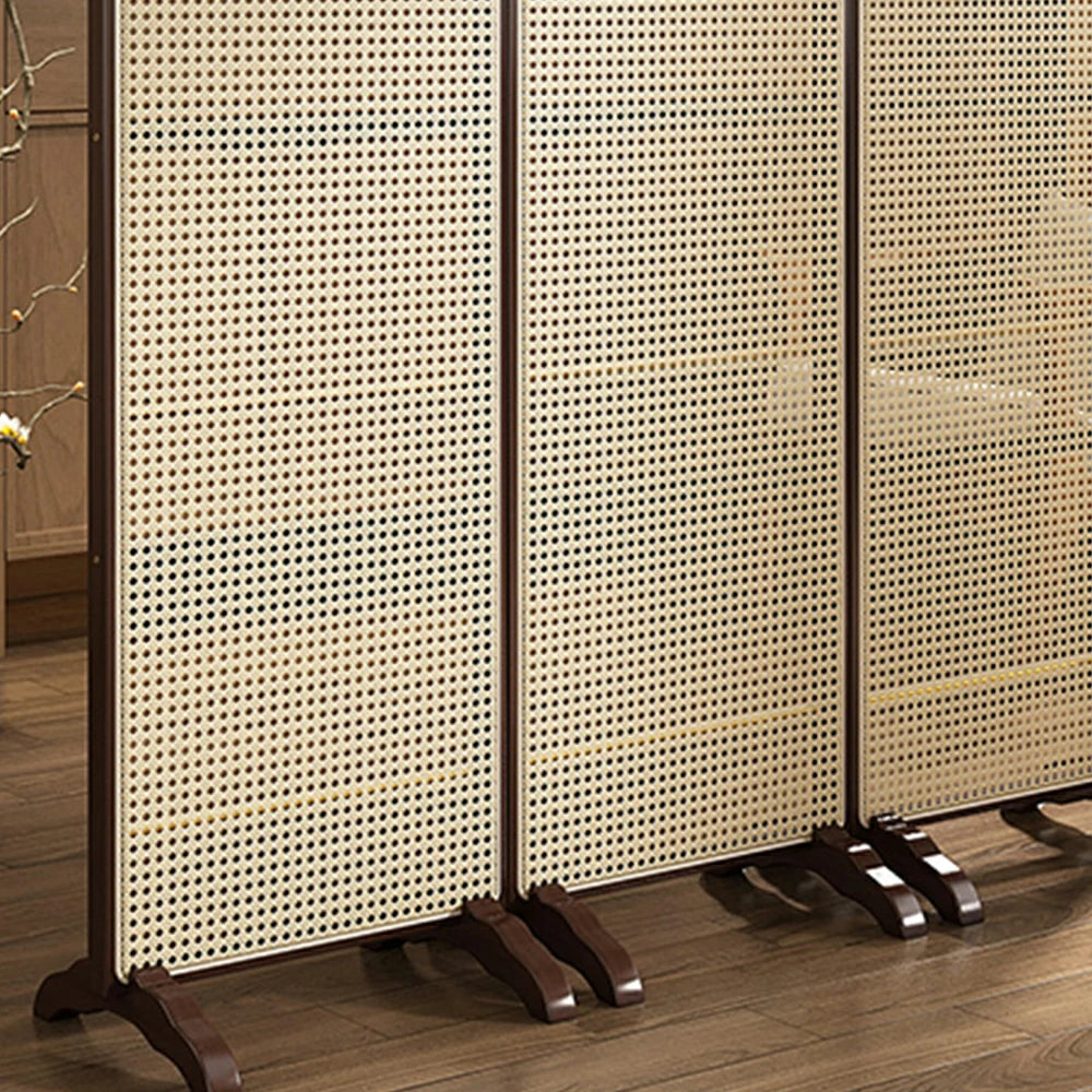 LIVARA 3-Panel Woven Rattan Bamboo Room Divider with Footed Base