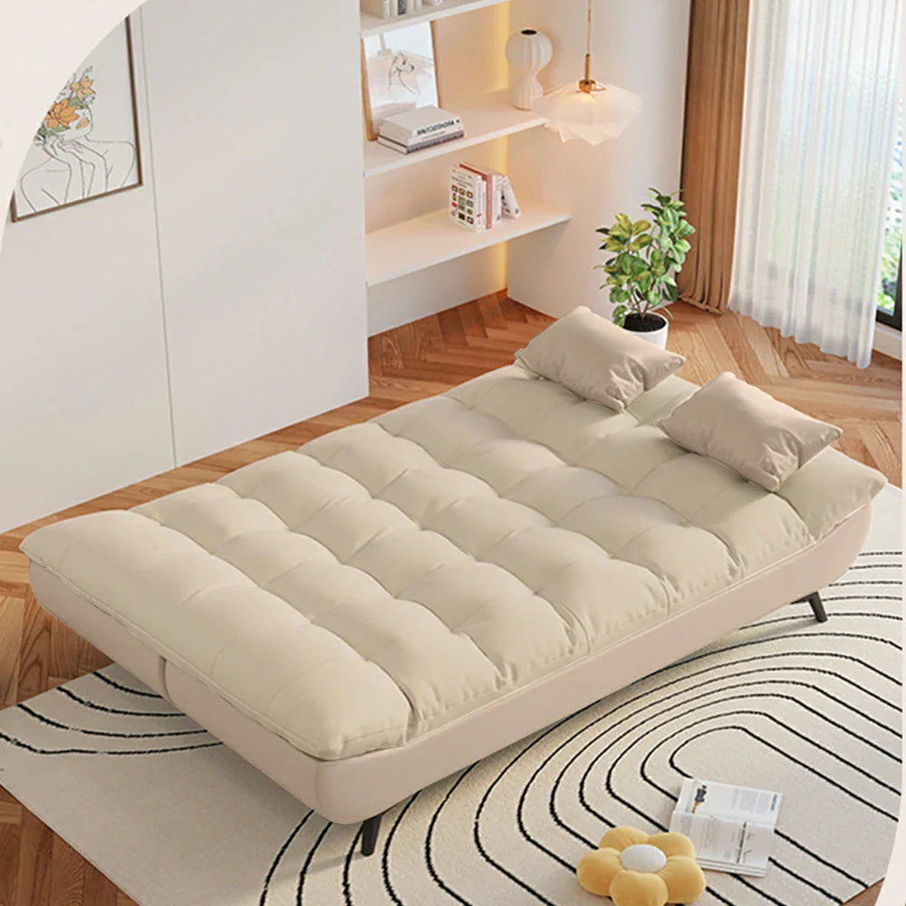 LIVARA 120/150/180/190cm Length Cotton-linen Fabric Sofa Bed - Beige