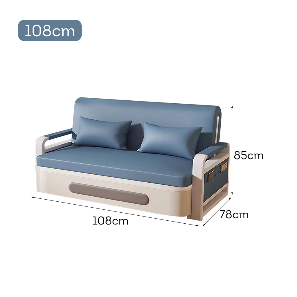 LIVARA 85/108/128/158cm Length Carbon Steel Frame Sofa Bed with Built-in Storage - Blue