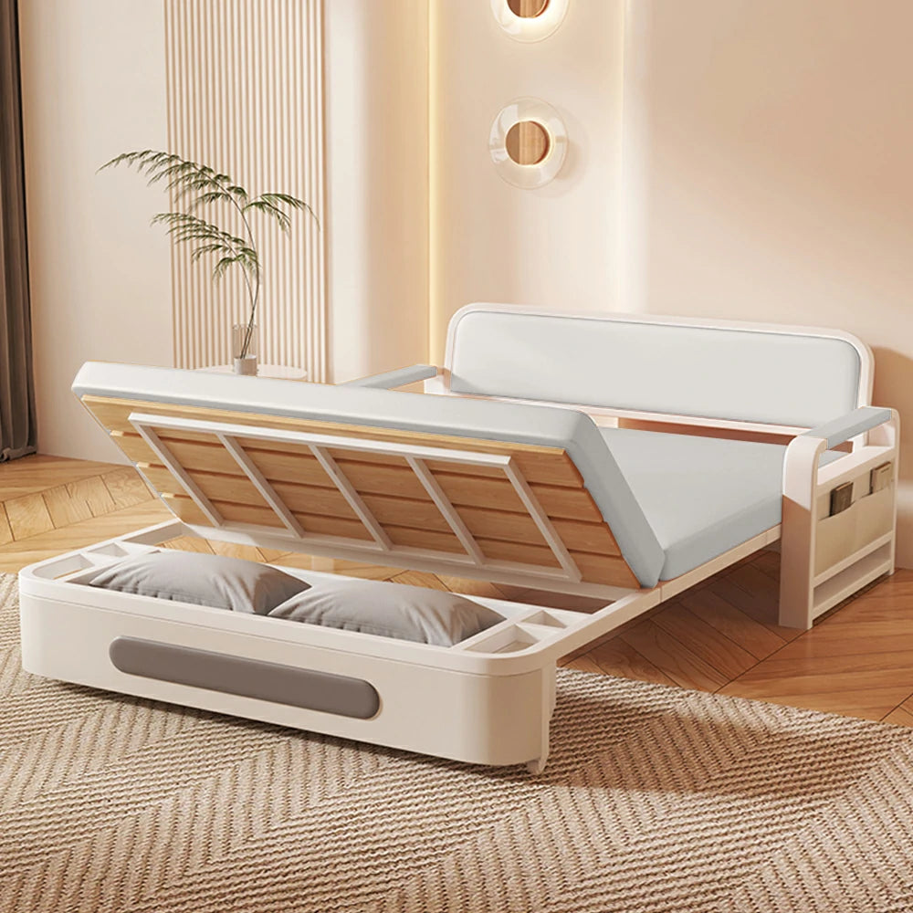 LIVARA 85/108/128/158cm Length Carbon Steel Frame Sofa Bed with Built-in Storage - Beige