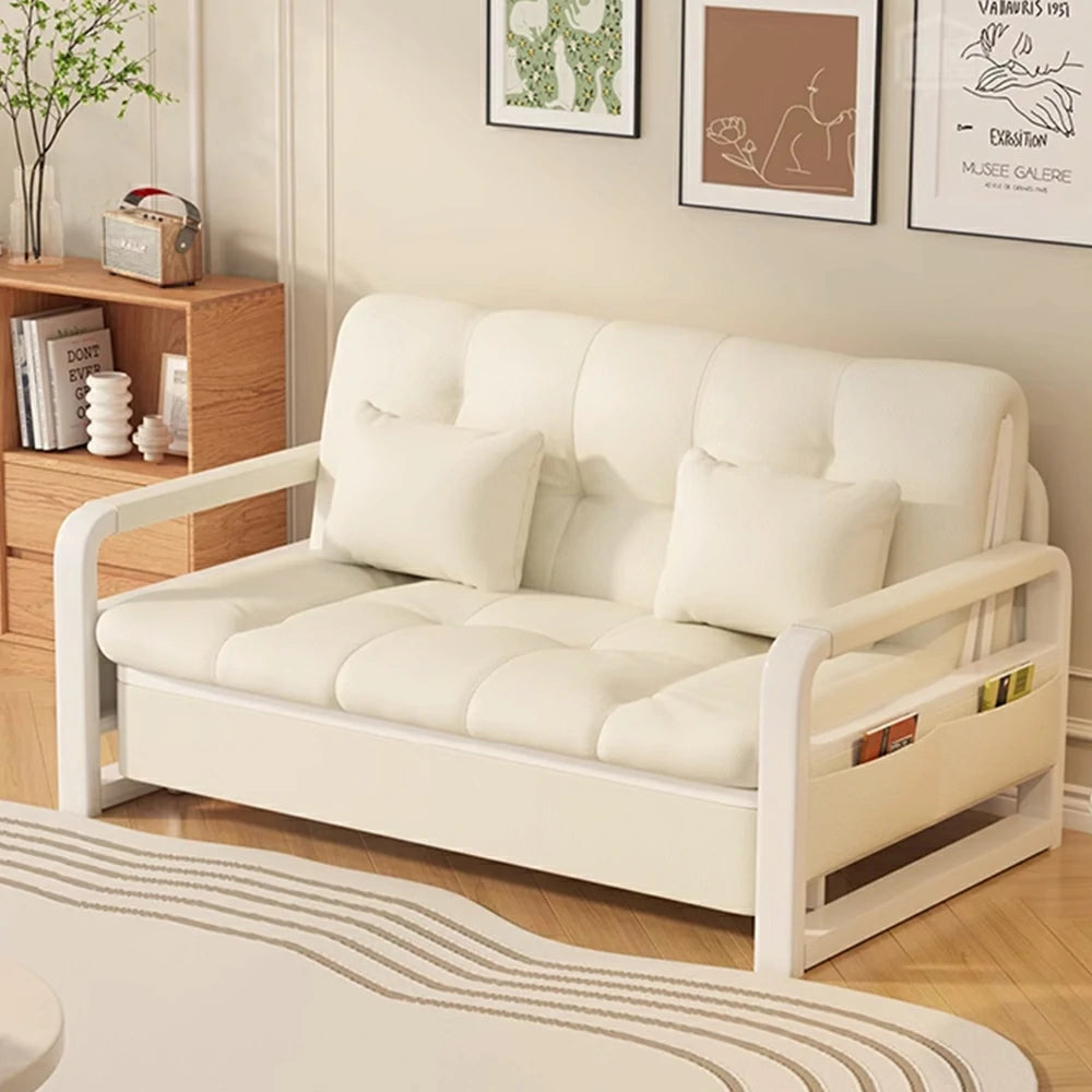 LIVARA 82/108/128/158cm Length Heavy-duty Steel Frame Sofa Bed with Built-in Storage - Beige