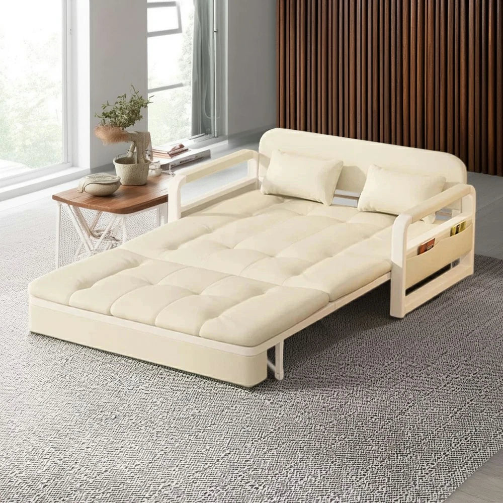 LIVARA 82/108/128/158cm Length Heavy-duty Steel Frame Sofa Bed with Built-in Storage - Beige