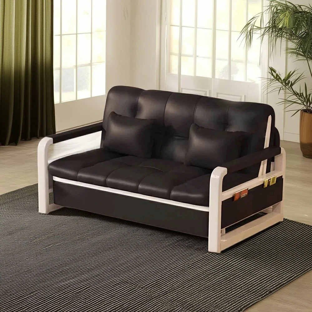 LIVARA 82/108/128/158cm Length Heavy-duty Steel Frame Sofa Bed with Built-in Storage  - Black