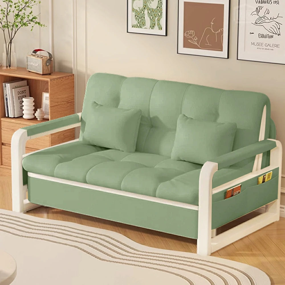 LIVARA 82/108/128/158cm Length Heavy-duty Steel Frame Sofa Bed with Built-in Storage  - Green