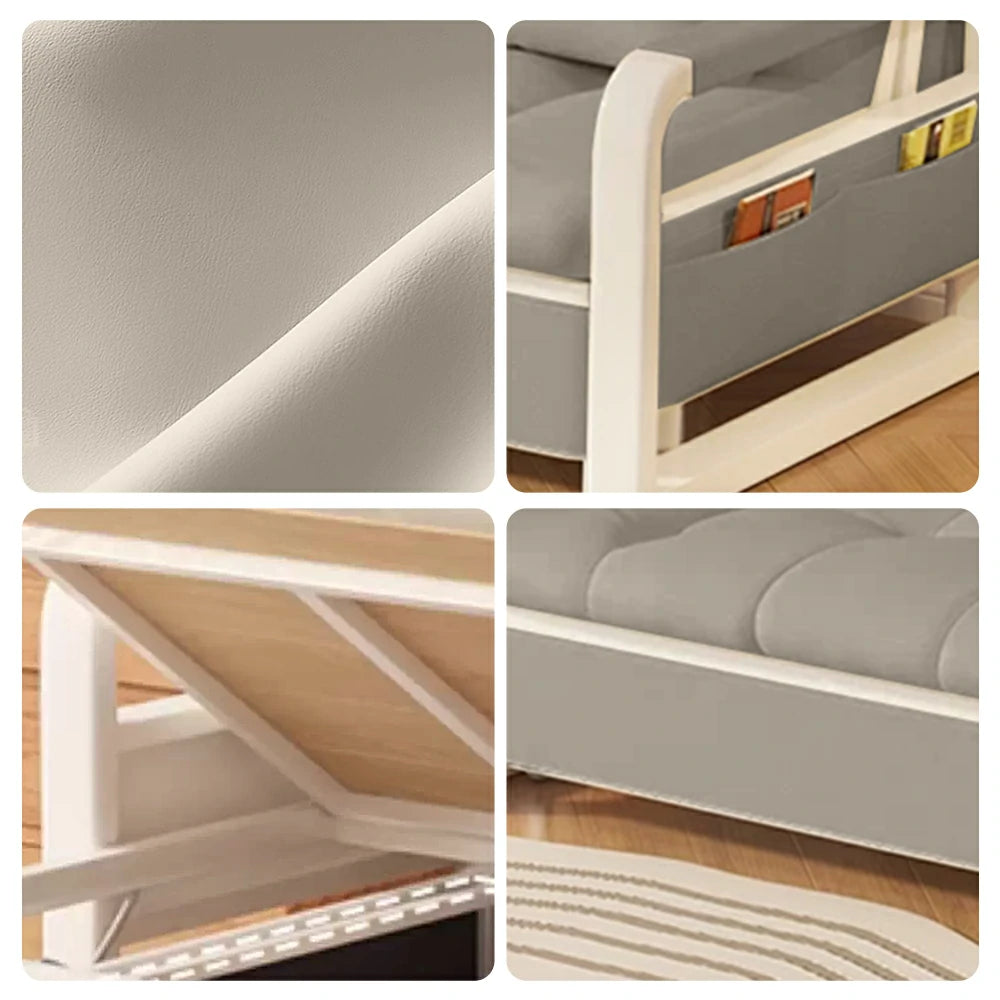 LIVARA 82/108/128/158cm Length Heavy-duty Steel Frame Sofa Bed with Built-in Storage  - Grey