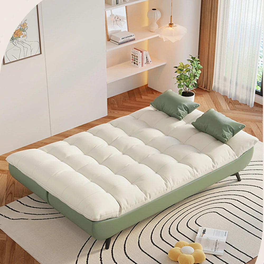 LIVARA 120/150/180/190cm Length Convertible Cat Claw Fabric Sofa Bed - Green&White