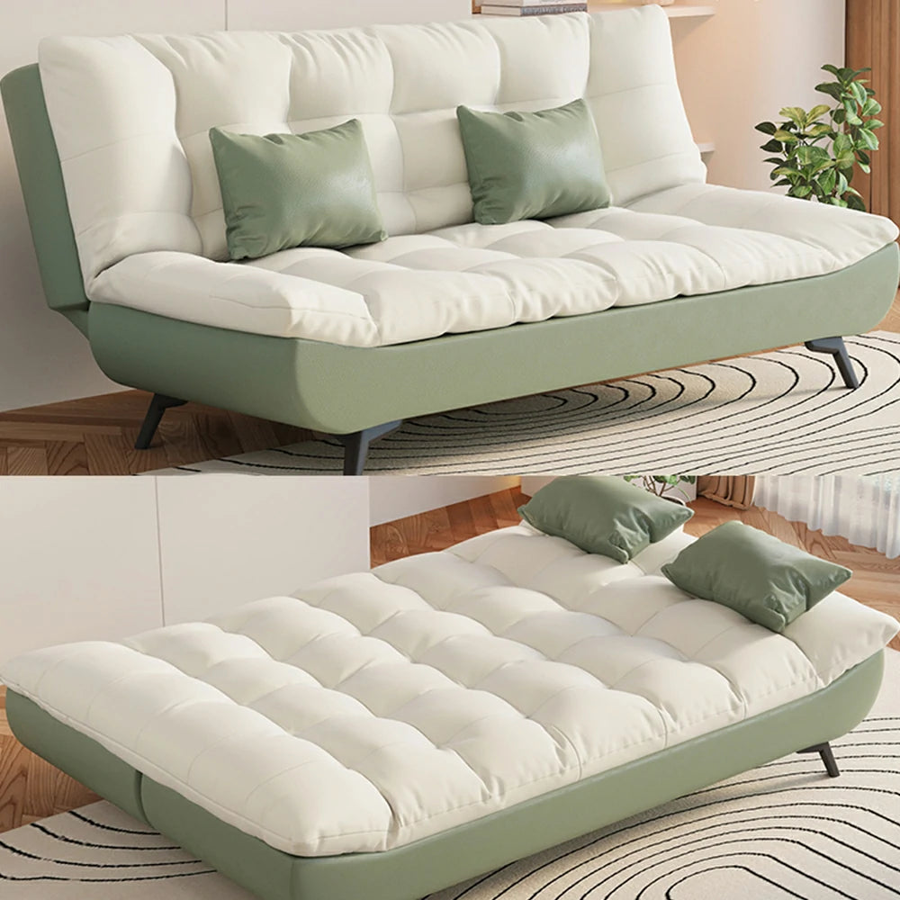 LIVARA 120/150/180/190cm Length Convertible Cat Claw Fabric Sofa Bed - Green&White