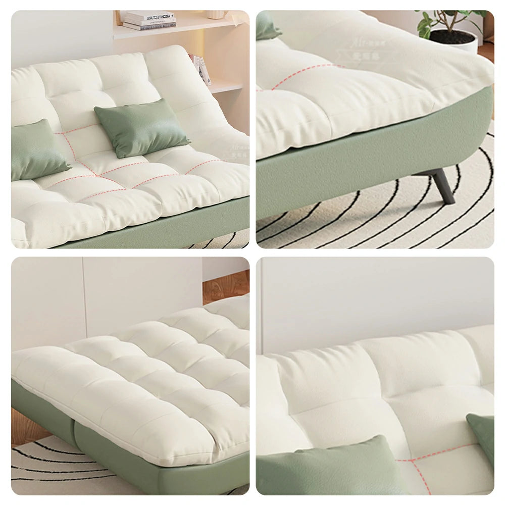 LIVARA 120/150/180/190cm Length Convertible Cat Claw Fabric Sofa Bed - Green&White