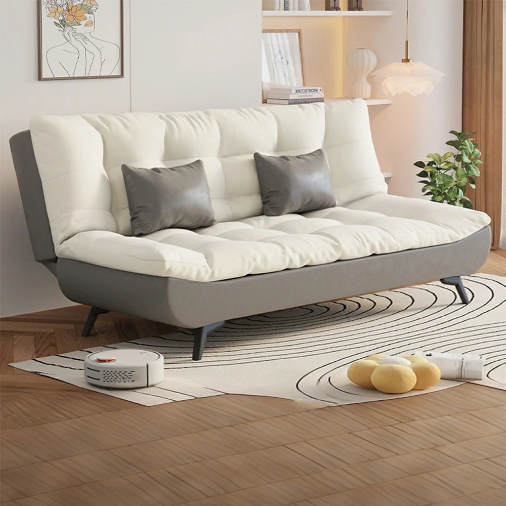 LIVARA 120/150/180/190cm Length Convertible Cat Claw Fabric Sofa Bed - Grey&White