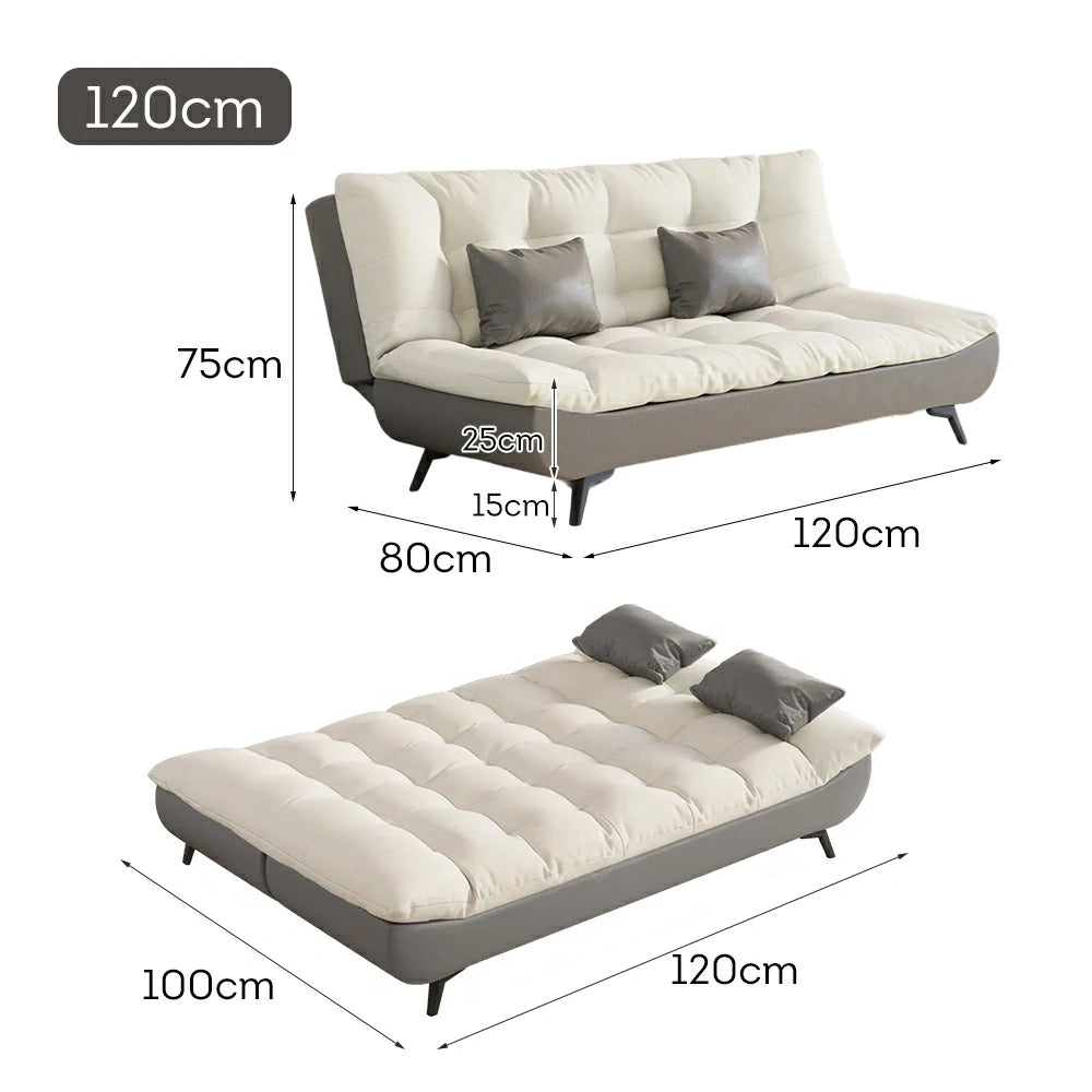 LIVARA 120/150/180/190cm Length Convertible Cat Claw Fabric Sofa Bed - Grey&White