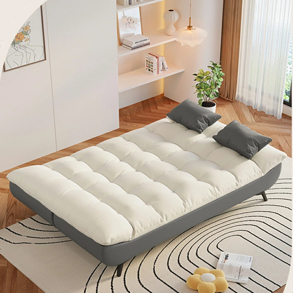 LIVARA 120/150/180/190cm Length Convertible Cat Claw Fabric Sofa Bed - Grey&White