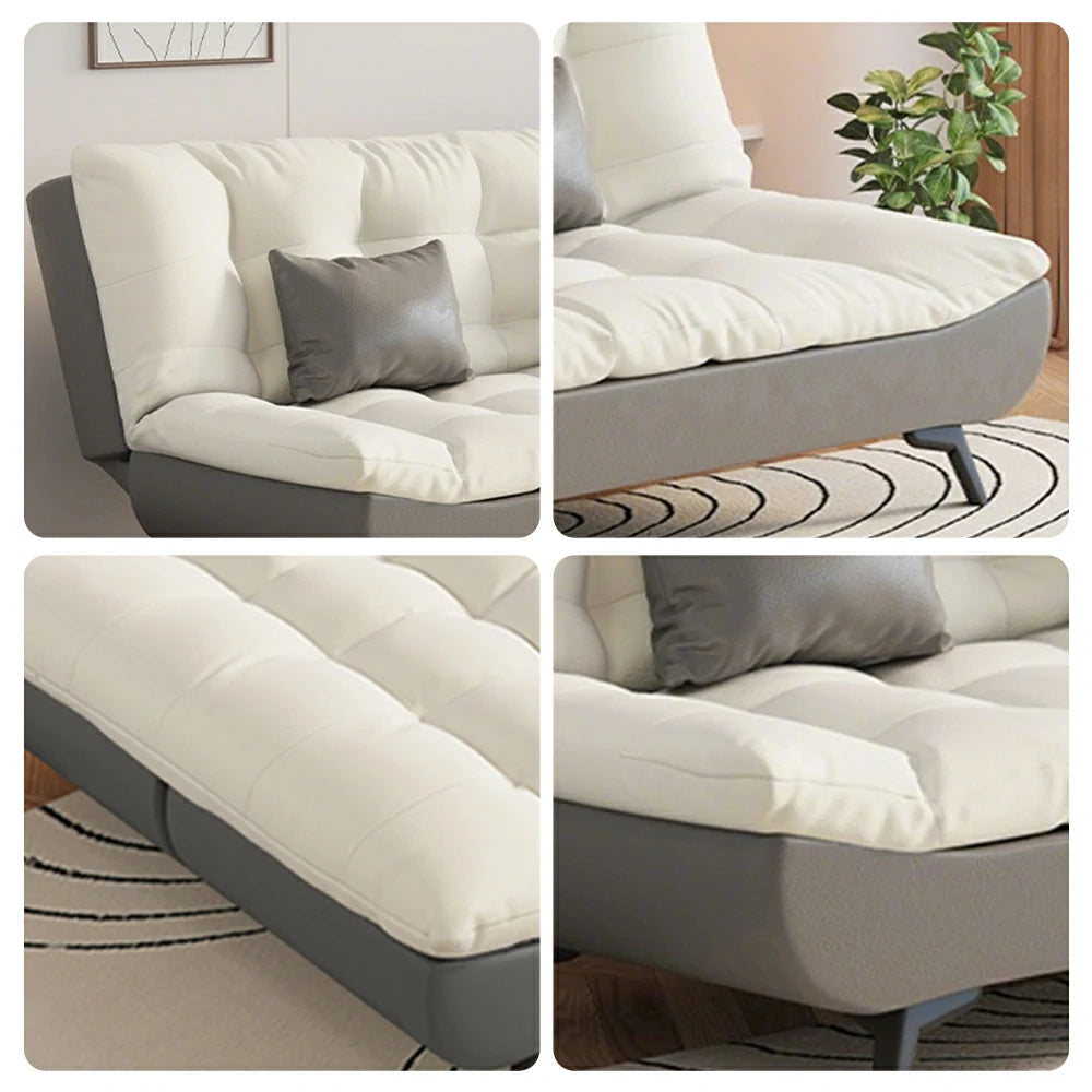 LIVARA 120/150/180/190cm Length Convertible Cat Claw Fabric Sofa Bed - Grey&White