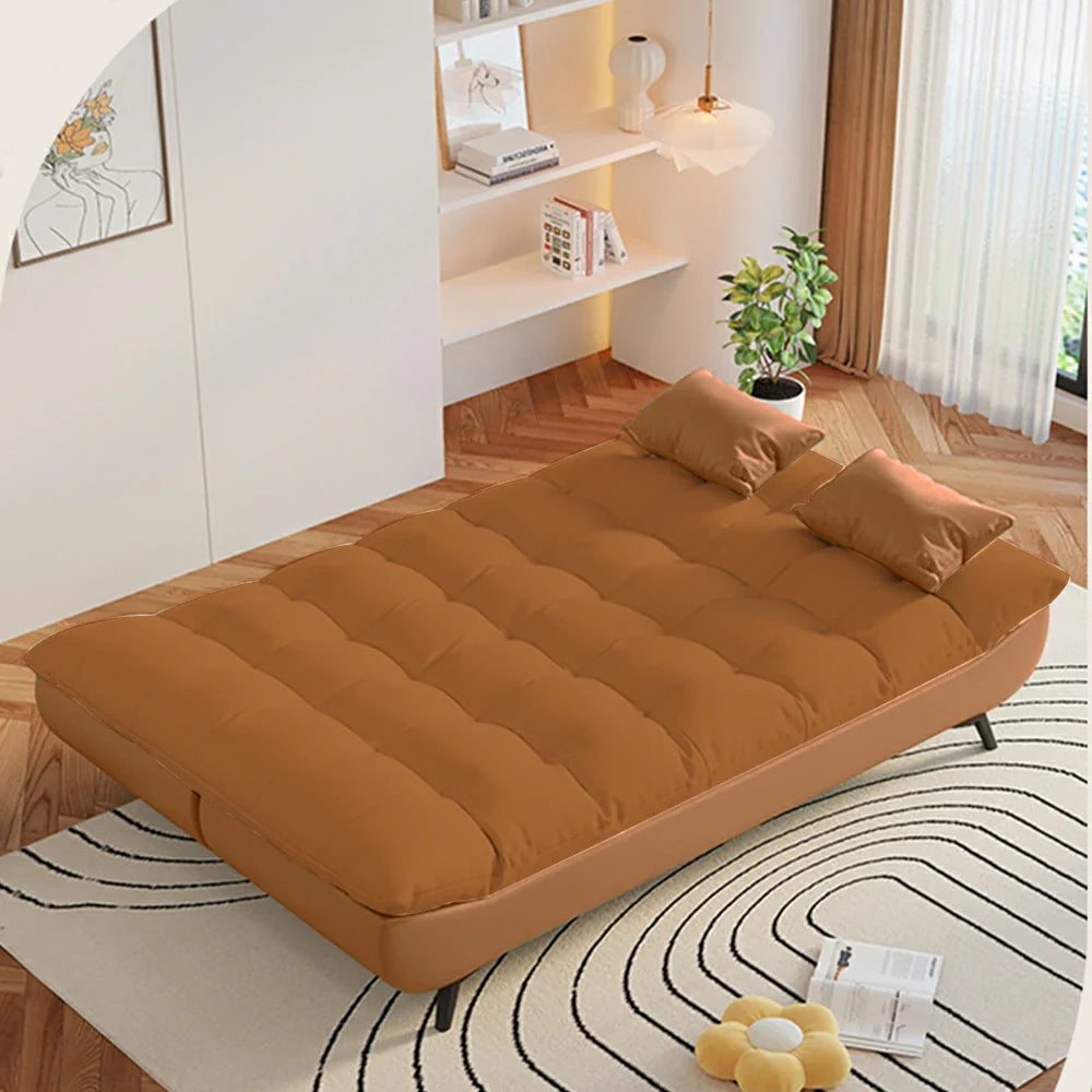 LIVARA 120/150/180/190cm Length Cotton-linen Fabric Sofa Bed - Orange