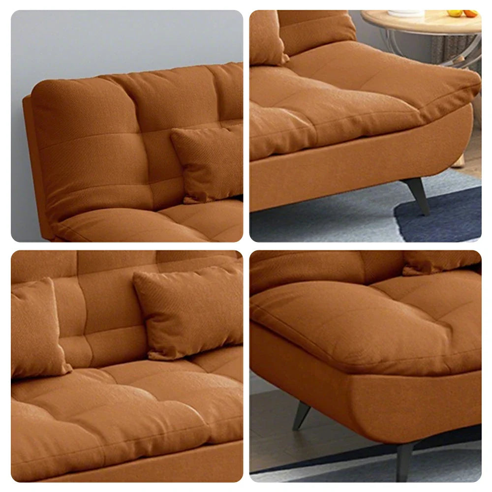 LIVARA 120/150/180/190cm Length Cotton-linen Fabric Sofa Bed - Orange