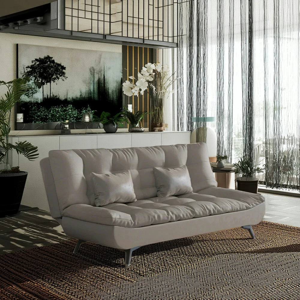 LIVARA 120/150/180/190cm Length Convertible Cat Claw Fabric Sofa Bed - Grey