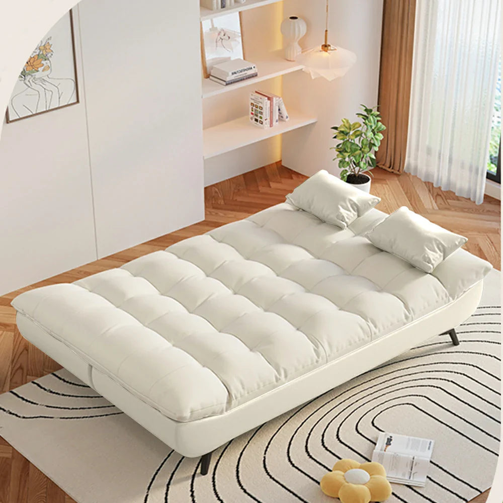 LIVARA 120/150/180/190cm Length Convertible Cat Claw Fabric Sofa Bed - Beige&White