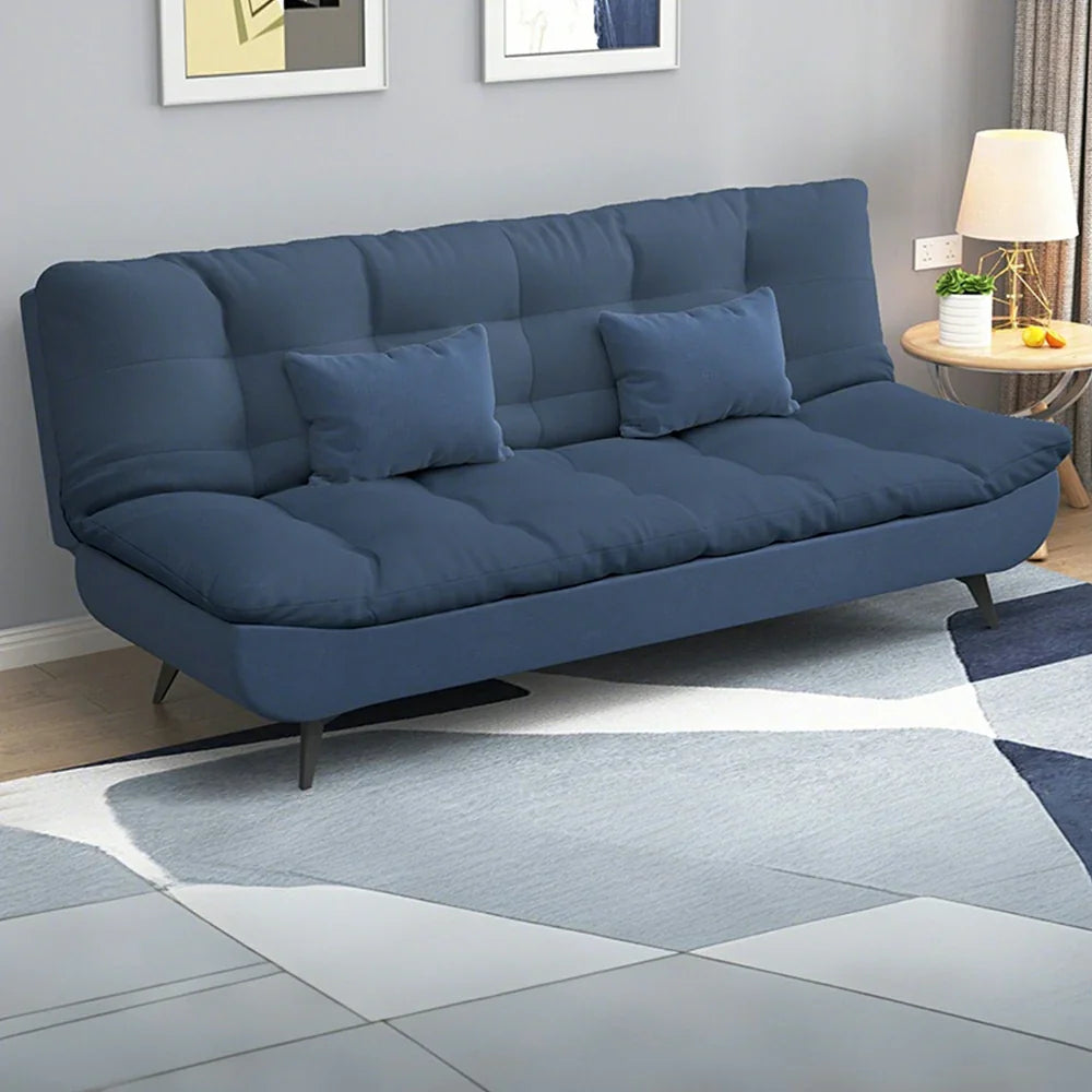 LIVARA 120/150/180/190cm Length Cotton-linen Fabric Sofa Bed - Blue