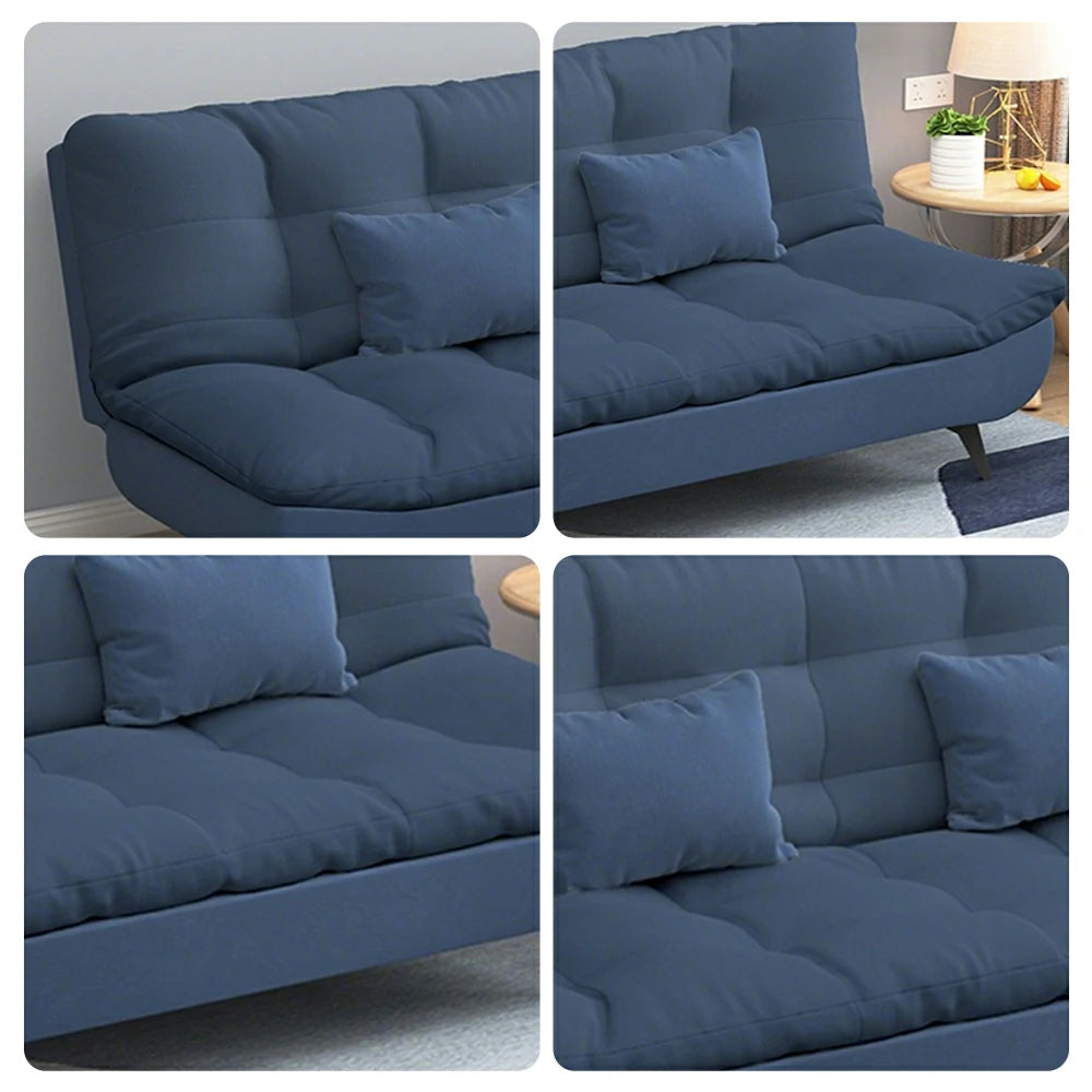 LIVARA 120/150/180/190cm Length Cotton-linen Fabric Sofa Bed - Blue