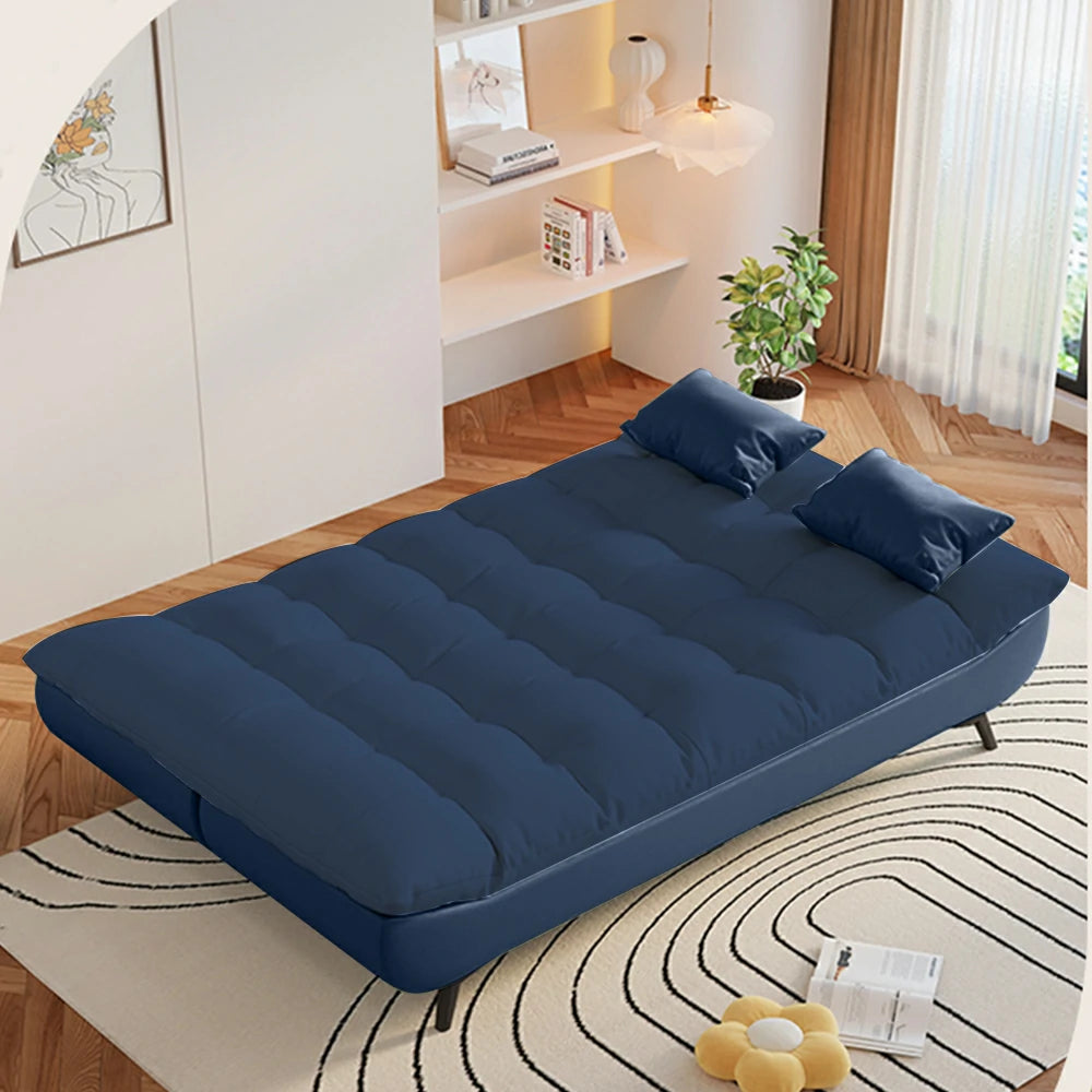 LIVARA 120/150/180/190cm Length Cotton-linen Fabric Sofa Bed - Blue