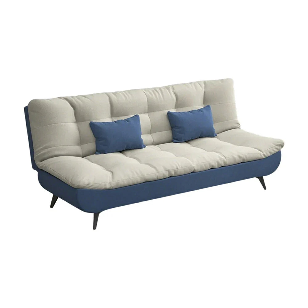 LIVARA 120/150/180/190cm Length Cotton-linen Fabric Sofa Bed - Blue&Grey