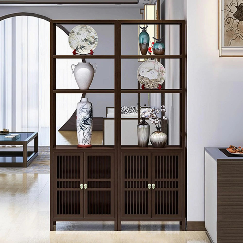 LIVARA Solid Wenge Wood Single Cabinet with Double Doors, Elegant Oriental Style Storage for Entryway or Living Room