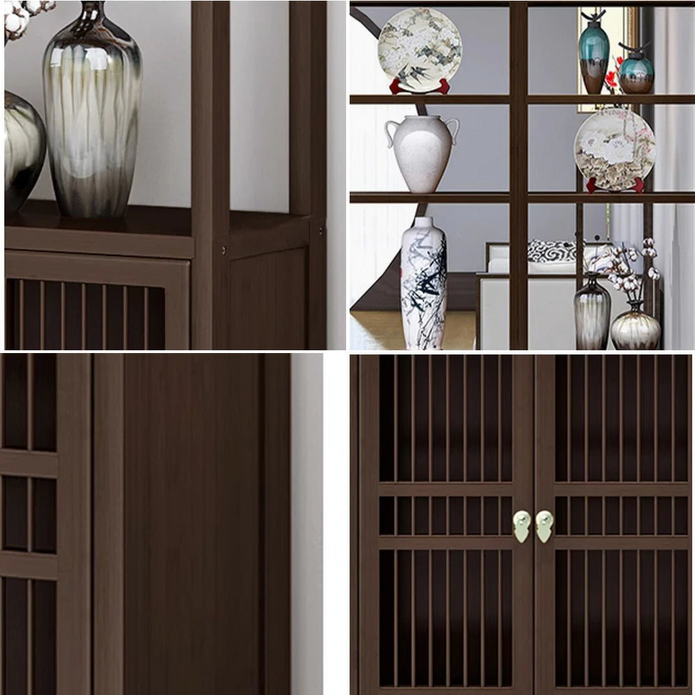 LIVARA Solid Wenge Wood Single Cabinet with Double Doors, Elegant Oriental Style Storage for Entryway or Living Room