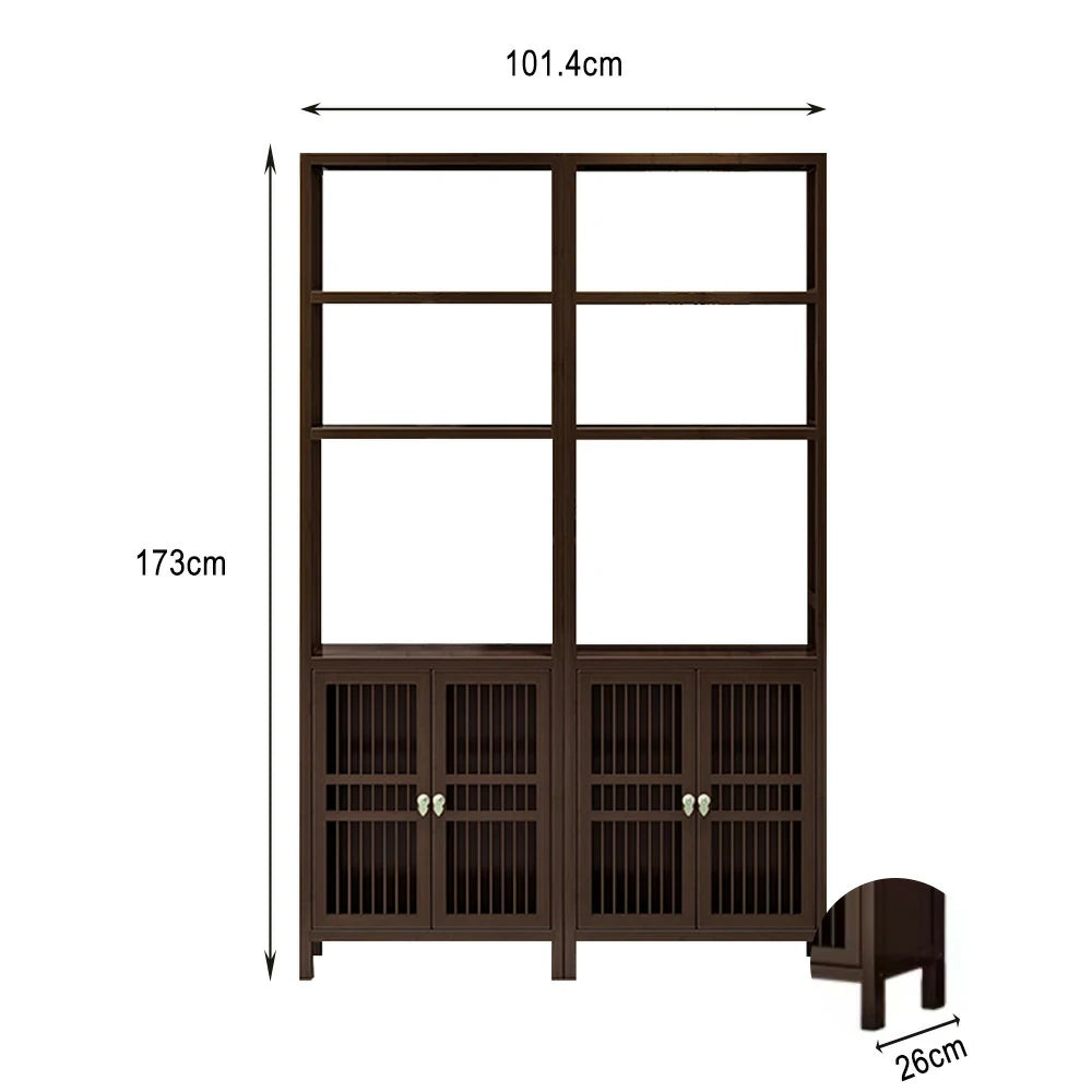 LIVARA Solid Wenge Wood Single Cabinet with Double Doors, Elegant Oriental Style Storage for Entryway or Living Room