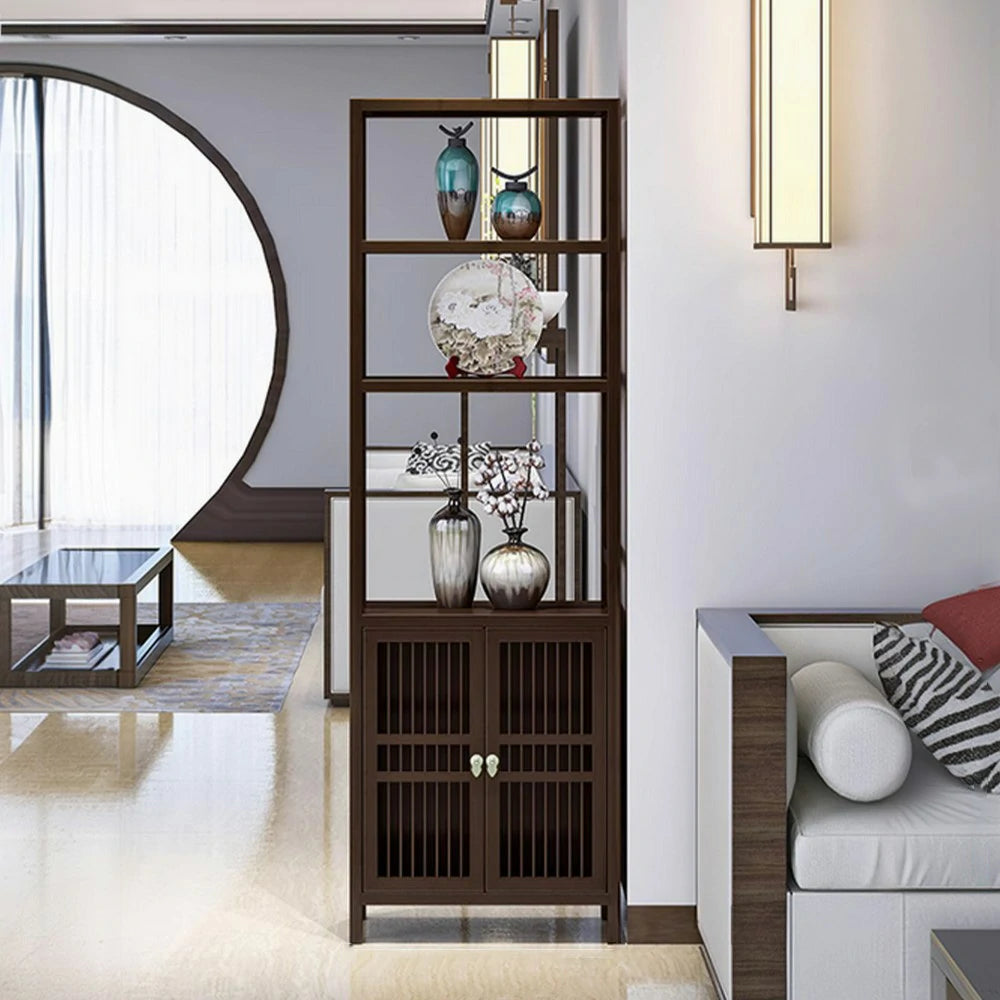 LIVARA Solid Wenge Wood Single Cabinet with Double Doors, Elegant Oriental Style Storage for Entryway or Living Room
