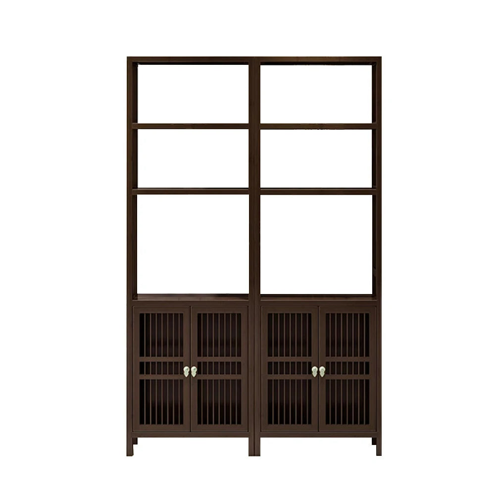 LIVARA Solid Wenge Wood Single Cabinet with Double Doors, Elegant Oriental Style Storage for Entryway or Living Room