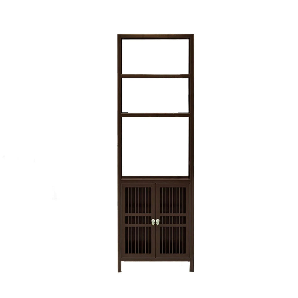 LIVARA Solid Wenge Wood Single Cabinet with Double Doors, Elegant Oriental Style Storage for Entryway or Living Room