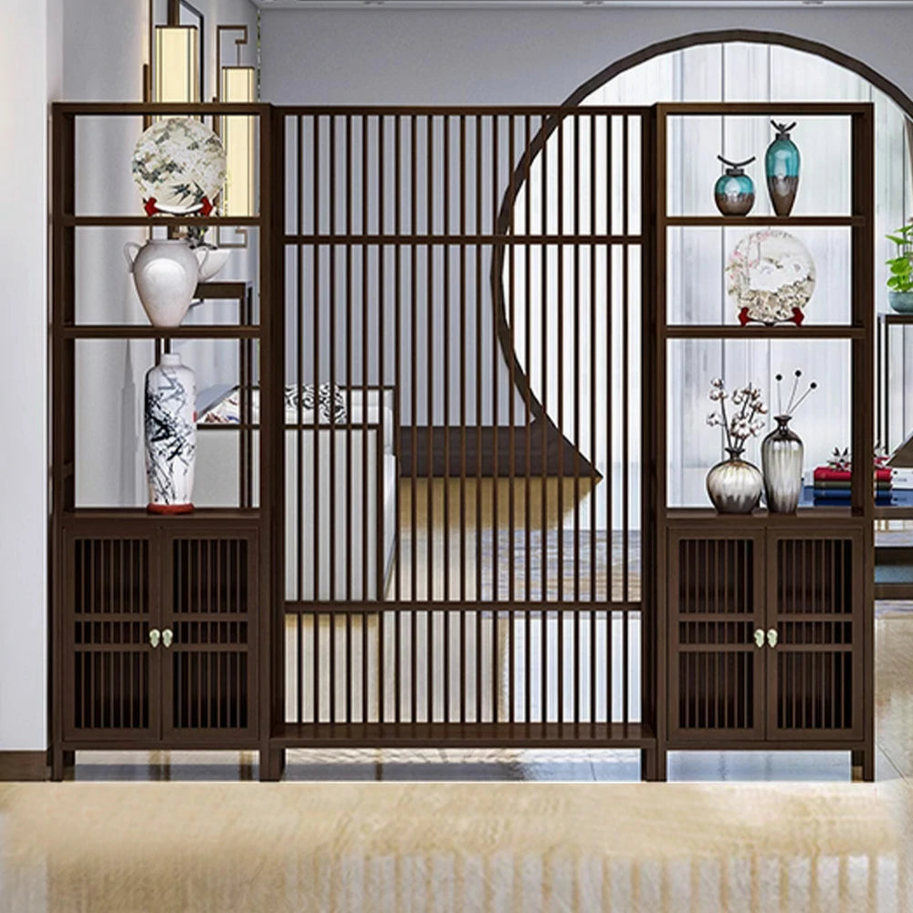 LIVARA Bamboo One Left One Right Double Door Cabinet With 71Cm 91Cm Screen Partition