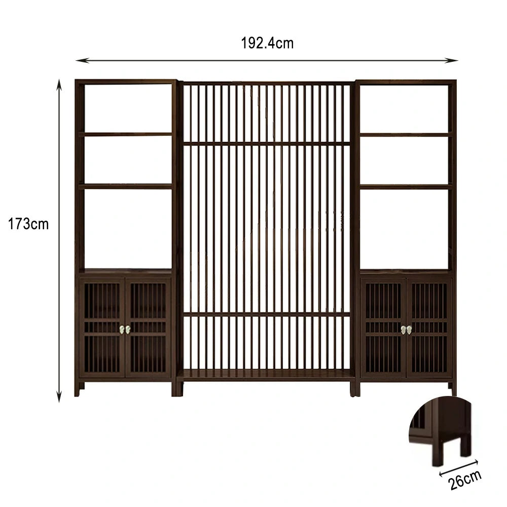 LIVARA Bamboo One Left One Right Double Door Cabinet With 71Cm 91Cm Screen Partition