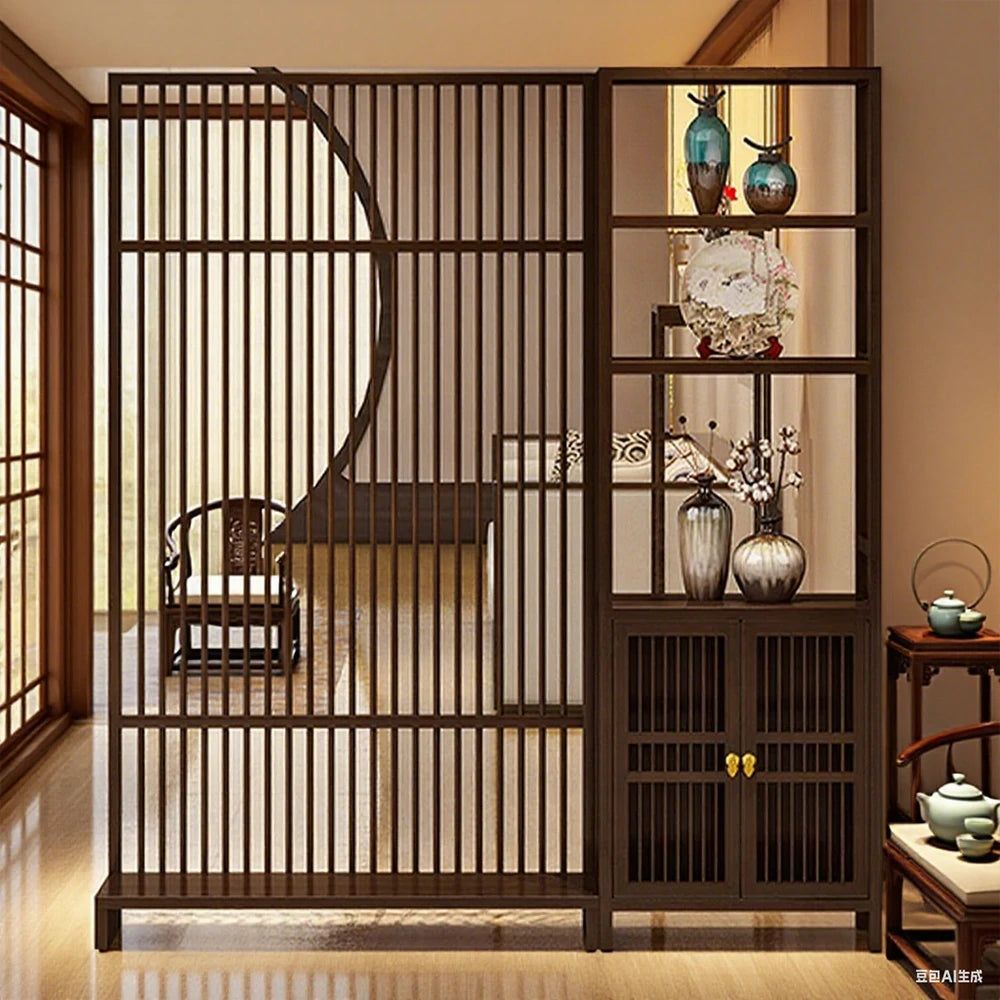 LIVARA Bamboo Double Door Cabinet With 71cm/91cm Screen Partition