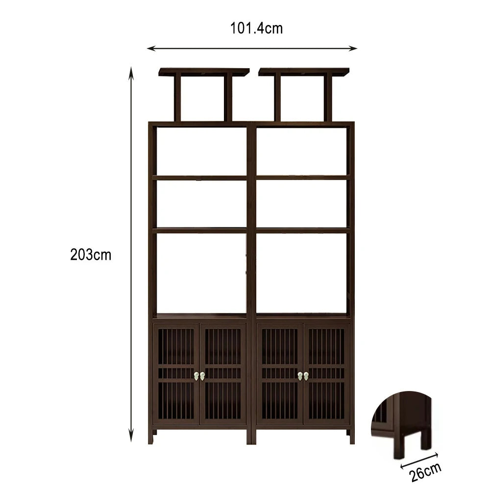 LIVARA Tall Solid Wenge Wood Cabinet with Double Doors, Elegant Oriental Style Storage for Entryway, Living Room or Hallway