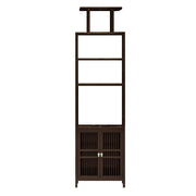 LIVARA Tall Solid Wenge Wood Cabinet with Double Doors, Elegant Oriental Style Storage for Entryway, Living Room or Hallway