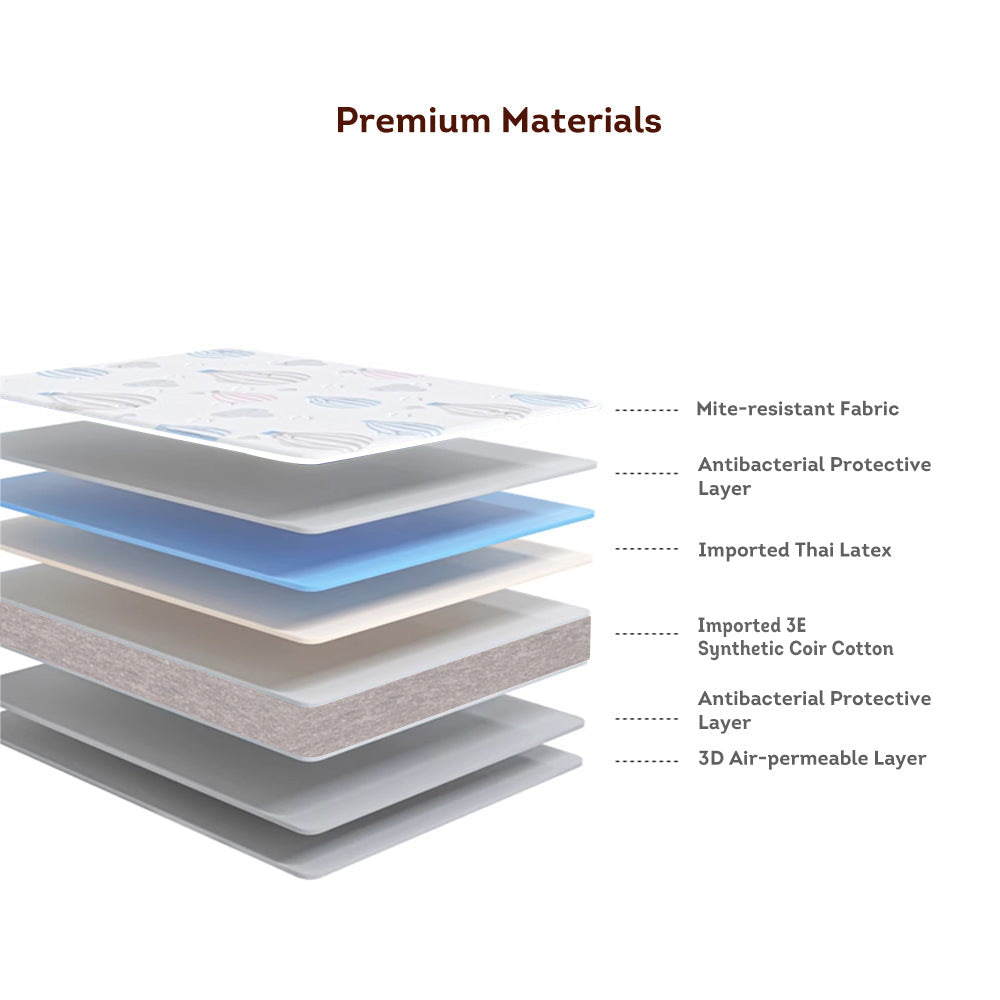 LIVARA Eco-friendly Synthetic Coir Cotton Latex Foldable Mattress for 1.5m Solid Wood Frame Bunk Bed