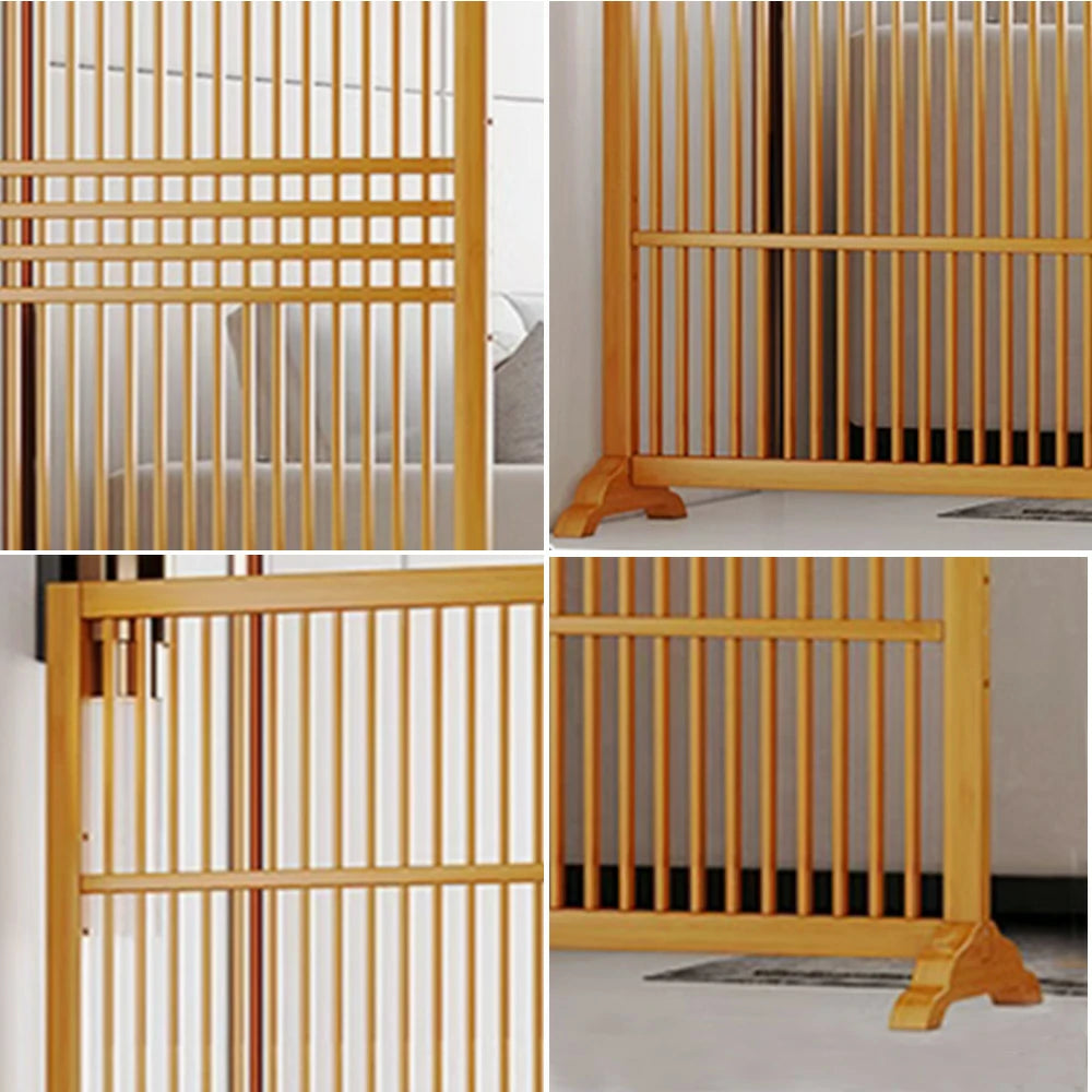 LIVARA Hollow Screen Partition With Two Pieces, 144Cm Wood Grain/Walnut Color