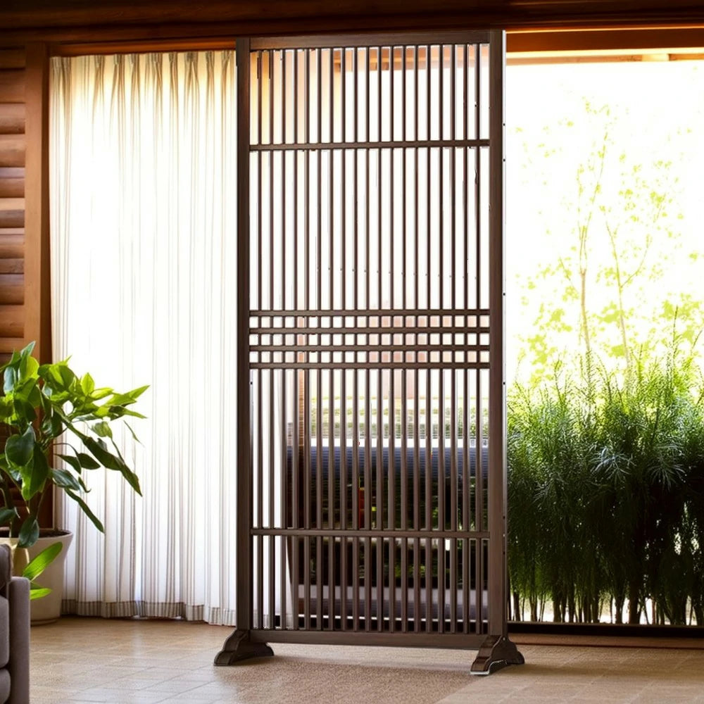 LIVARA Hollow Screen Partition Single 72cm Wood Color/Walnut Color