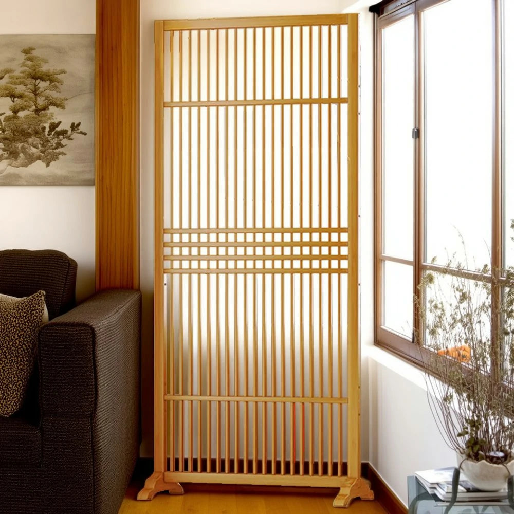 LIVARA Hollow Screen Partition Single 72cm Wood Color/Walnut Color