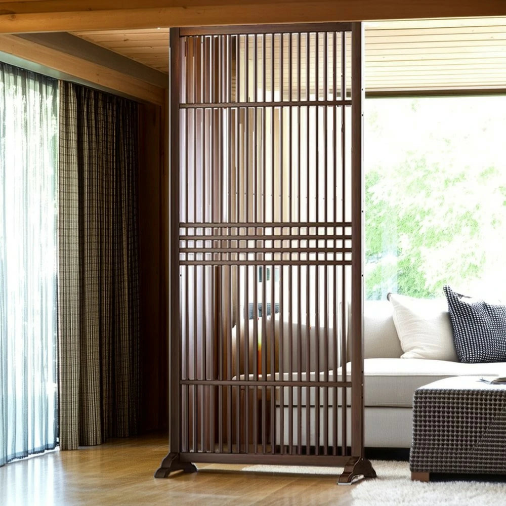 LIVARA Hollow Screen Partition Single 72cm Wood Color/Walnut Color