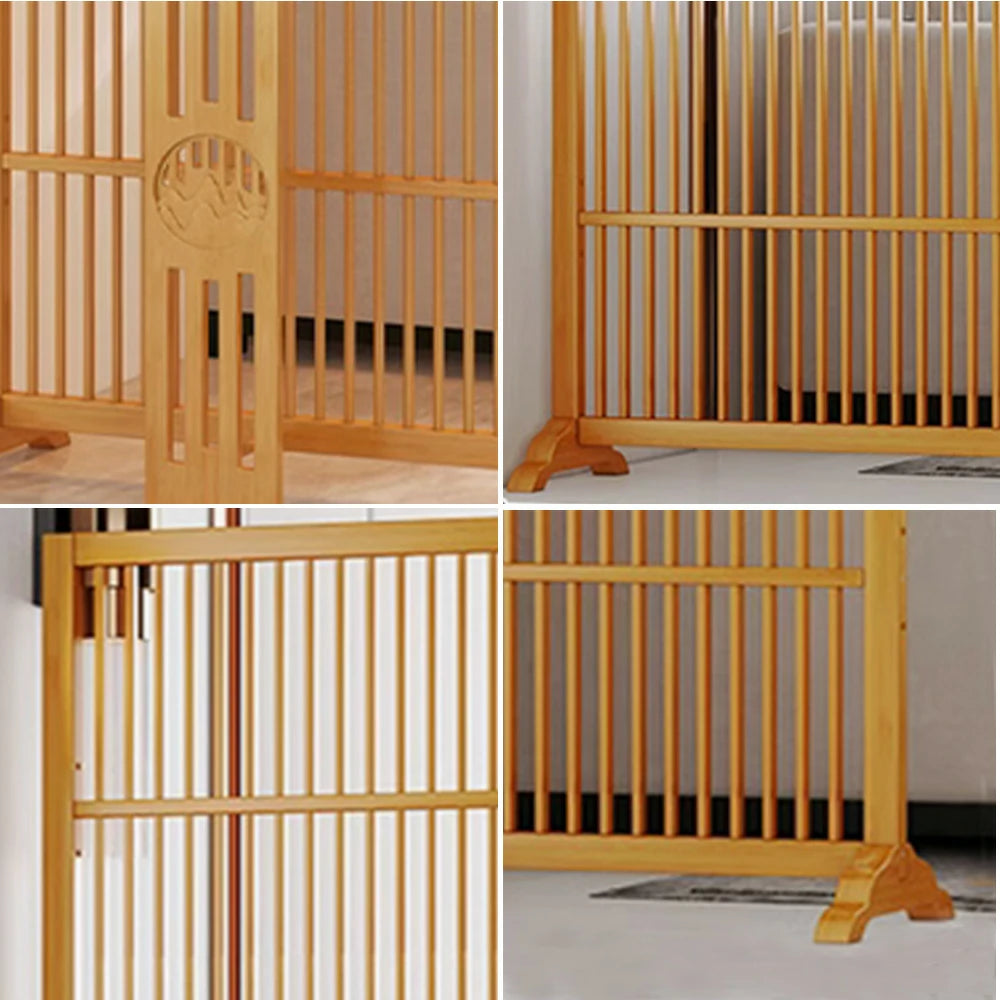 LIVARA Bamboo Screen Partition With Storage Platform 72Cm 144Cm Wood Color/Walnut Color