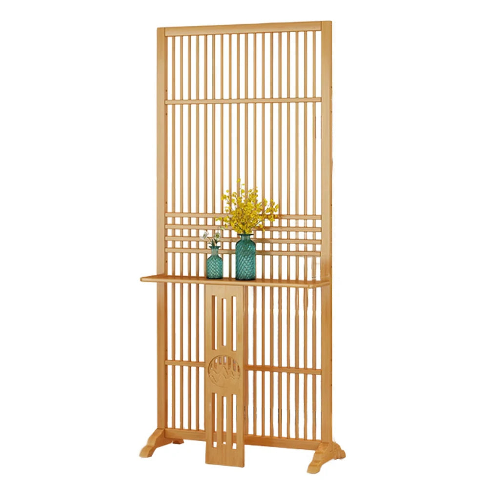 LIVARA Bamboo Screen Partition With Storage Platform 72Cm 144Cm Wood Color/Walnut Color