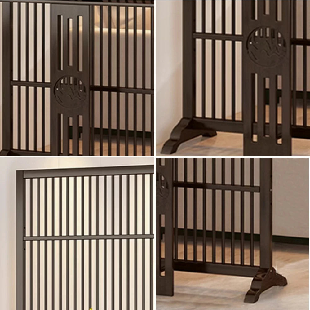 LIVARA Bamboo Screen Partition With Storage Platform 72Cm 144Cm Wood Color/Walnut Color