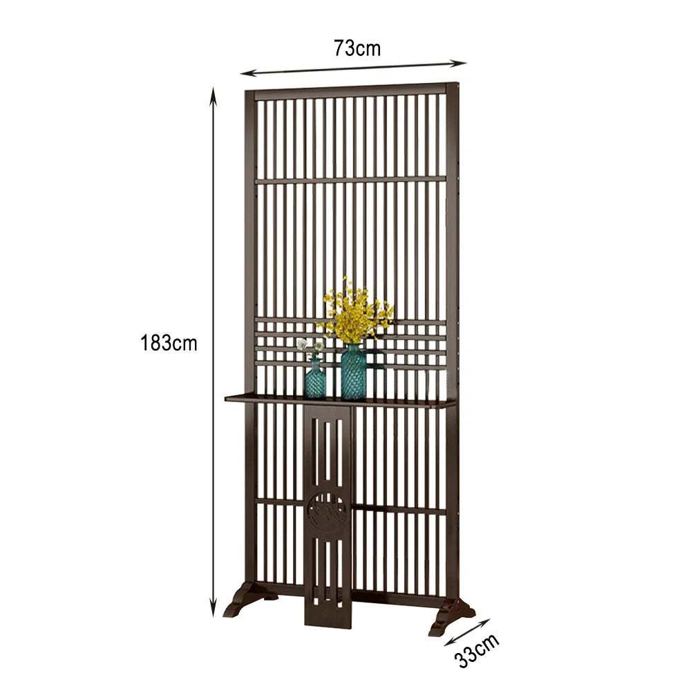 LIVARA Bamboo Screen Partition With Storage Platform 72Cm 144Cm Wood Color/Walnut Color