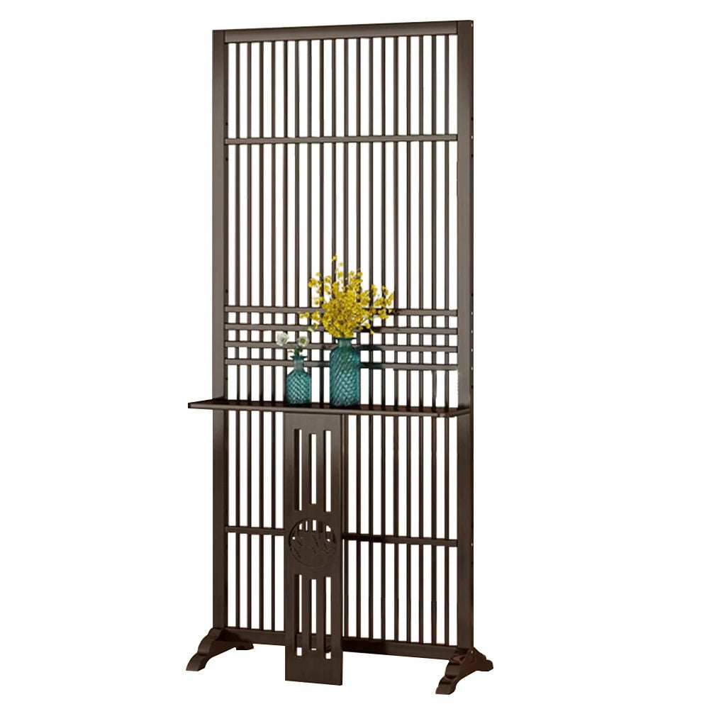 LIVARA Bamboo Screen Partition With Storage Platform 72Cm 144Cm Wood Color/Walnut Color