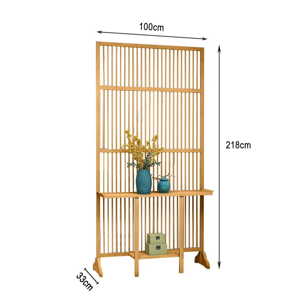 LIVARA Bamboo High Screen Partition 71Cm/100Cm With Storage Platform Wood Color/Walnut Color